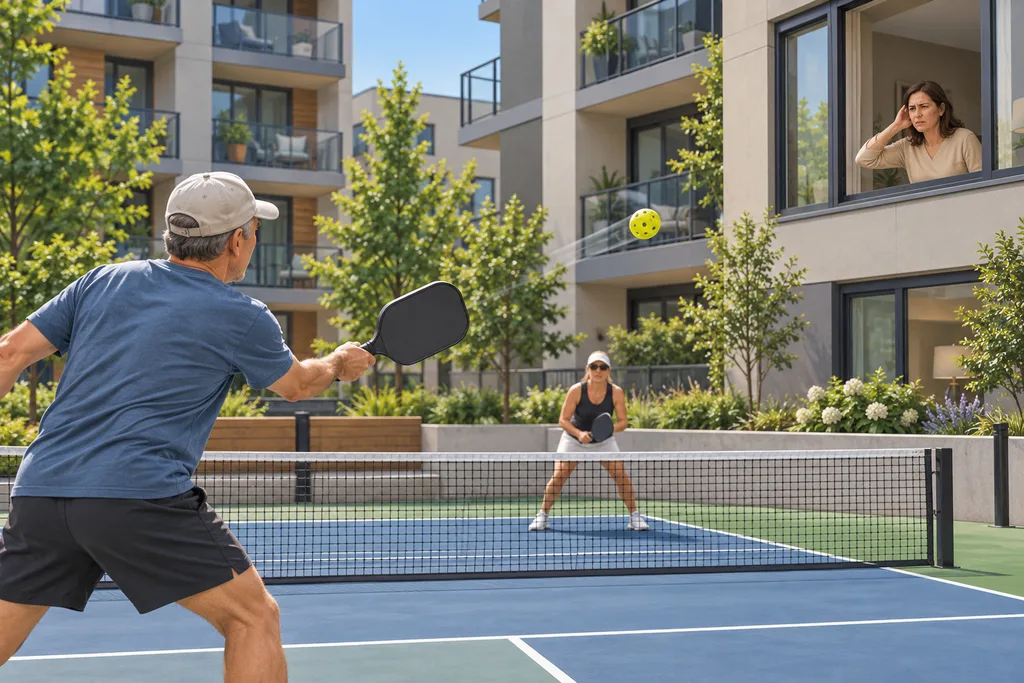 Illustration de l'article « Bruit du pickleball : ce que disent les textes sur les bruits de voisinage »
